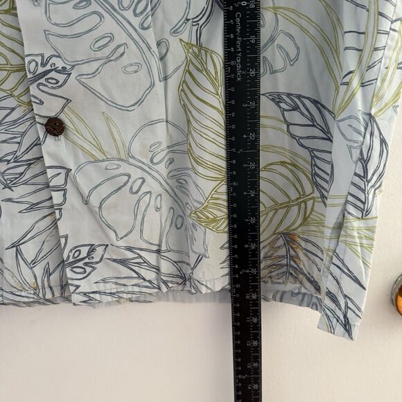 Go Barefoot Mens L Hawaiian Shirt Button Down Beach Blue / Green Relaxed Fit Top - Picture 6 of 6